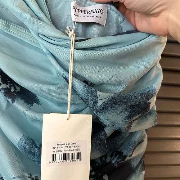 NWT Peppermayo Songbird Maxi Dress Blue Black Floral Size XS US 2 - Picture 8 of 8